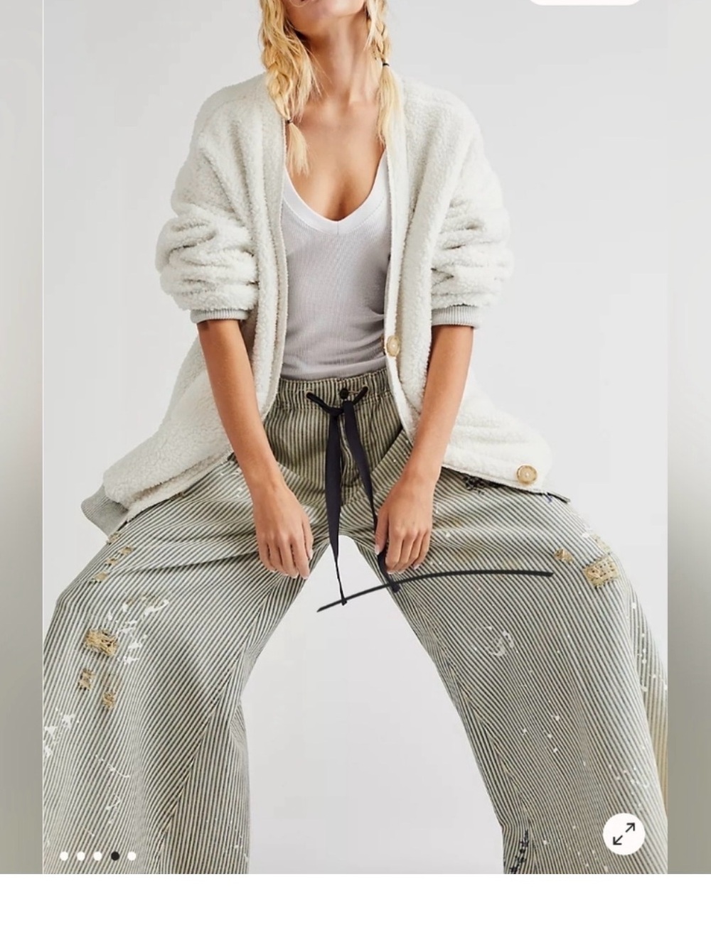 Free People We The Free Clover Wide Leg pants in Sun Printed Railroad RARE🦄🌞 - Picture 3 of 13